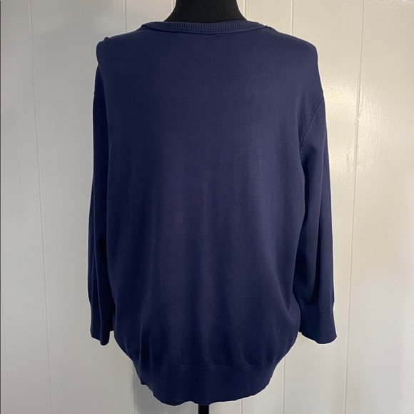 Ellen Tracy Cardigan 3/4 Sleeve Coastal Pearlized Button-Up Indigo Navy Size XL - Picture 7 of 9